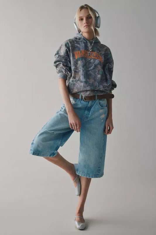 Velvet Mid-Rise Baggy Jort